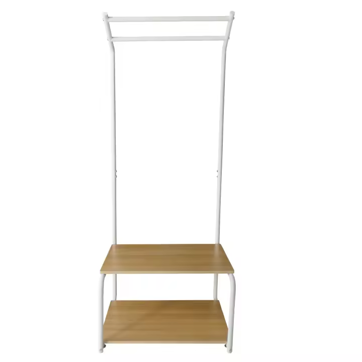 Recibidor Perchero Metalico de Entrada Nyana Home 2 Baldas 2 Barras Superiores Blanco - 1