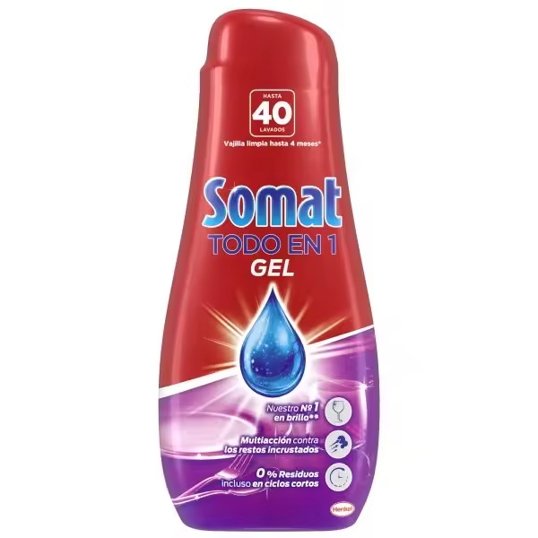 SOMAT Todo en 1 Gel Detergente Lavavajillas 40 uds Lavavajillas en Gel - 1