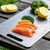 Placa De Corte De Titanio Doble Cara Para Cocina De Grado Alimenticio Uso Para Carne Frutas Y Verduras Placa De Cortar Rectangular De Acero Inoxidable - details 4
