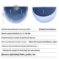 Lámpara Solar LED Para Valla Exterior Impermeable Luz De Pared Para Jardín Camino Terraza Decorativa Blanca Cálida Instalación Auto-Contenida - details 13