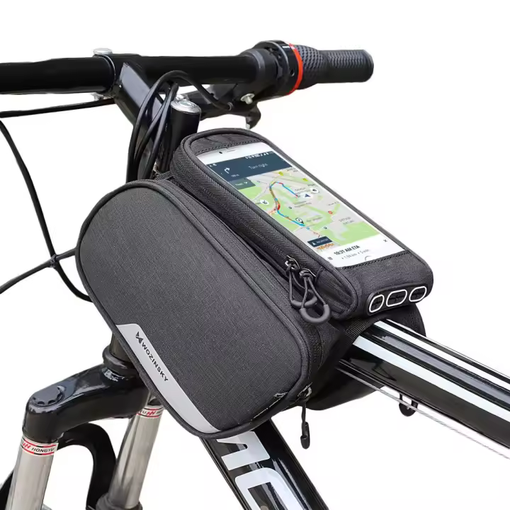 Wozinsky Bolsa para Bicicleta con Soporte para Teléfono Móvil, Resistente al Agua, 1.5L, Montaje en el Marco - 1