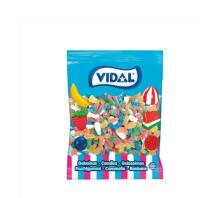 VIDAL Multisurtido Azúcar bolsa de 1Kg aprox 392 uds Mix de golosinas mini con cobertura de azúcar. sabor a Cereza, limón, plátano, naranja y fresa tamaño mini sin gluten sin grasa sabor original Vidal garantizado - details 2