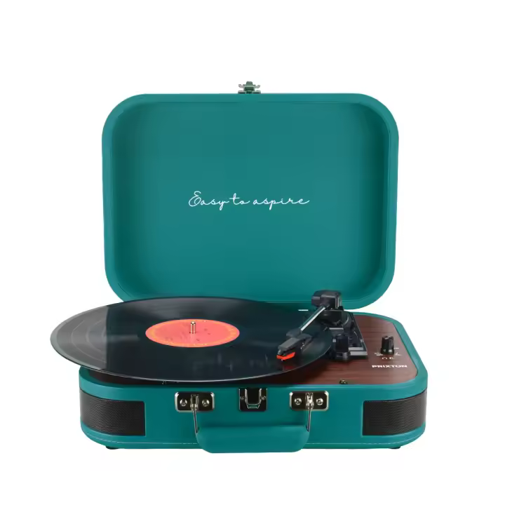 Tocadiscos Bluetooth VC600, Reproductor por Bluetooth y USB, Digitalización de vinilos, 2 Altavoces Incorporados, Diseño de Maleta Vintage | PRIXTON - 1