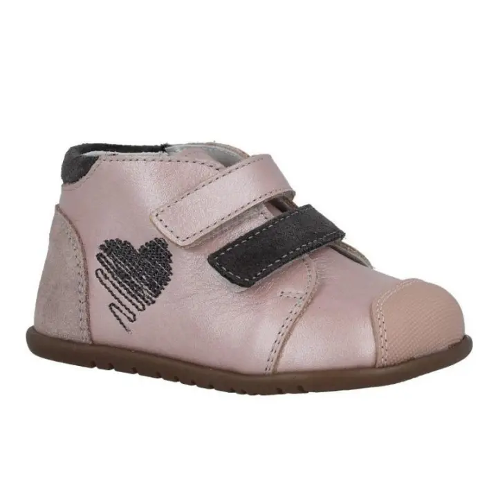 Zapatos Andanines Manchester rosa y gris con corazon en el lateral calzado respetuoso de Andanines de piel y fabricado en España muy comodos - 1