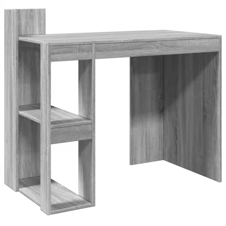 vidaXL Escritorio de oficina madera ingeniería gris 103,5x56,5x94 cm en color Gris sonoma/Blanco/Roble Sonoma y más | estructura resistente ideal para salón dormitorio o estudio - 1