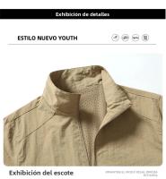 Chaqueta Casual Para Hombres Talla Grande Primavera Otoño Cuello Erguido Estilo Regular Cierre De Cremallera Material Poliéster - details 16