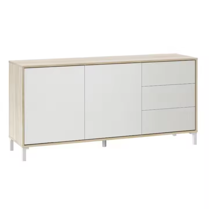 MOBELCENTER - Mueble Aparador Brooklyn - Aparador diseño nórdico - Roble Canadian y Blanco - Alto: 74cm x Ancho: 154cm x Fondo: 41cm (Aparador) – 1276 - 1