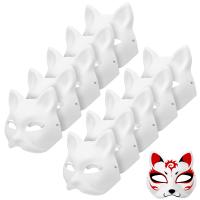 Mascarillas De Gato Blanco En Blanco Para DIY 10-50PCS Con Correas Para Halloween Cosplay Fiesta De Disfraz Animal Mitad De Rostro - details 1
