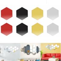 12pcs Pegatinas De Espejo Para Pared DIY En Forma Hexagonal De Acrílico Decoración De Habitación Y Sala De Estar Adornos De Arte Resistentes Al Agua - details 0