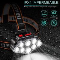 Linterna Frontal LED Potente Recargable 8LED Para Pesca Camping Caza Senderismo Lámpara De Cabeza Impermeable Con Modos De Iluminación Variable - details 3