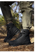 Botas De Trabajo Para Hombre De Cuero De Alta Calidad Botas De Combate Deserticas Antideslizantes Para Senderismo Y Motocicleta - details 20