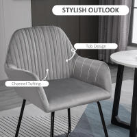 HOMCOM Butaca de Salón Sillón de Salón Tapizado en Terciopelo con Asiento Acolchado Base Metálica Cruzada Sillón Lectura para Sala de Estar Dormitorio Gris - details 3