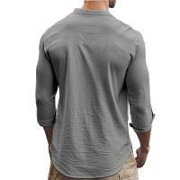 Camisa De Hombre Para Primavera Y Verano Algodón Y Lino Estilo Slim Casual Hawaii Color Sólido Transpirable Tops Versátiles - details 10