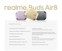 realme Buds Air8 | Auriculares, Maestro del Sonido AI, 3 micrófonos por auricular, Bluetooth 5.4, IP55, Batería 62mAh (auricular)/530mAh (estuche), Autonomía 14h/58h, Sonido alta resolución, Latencia ultra baja - details 18