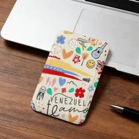 Porta Tarjetas De Identificación Y Crédito Con Ventana Transparente Para Mujer Venezuela Marca Moda Arte Patrón Protector Con Correa Negra Para Regalo Oficina Escuela - details 4