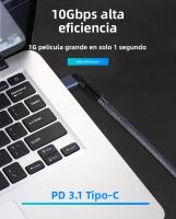 Cable De Extensión USB C 10Gbps 100W Carga Rápida 10A Cable De Datos USB 3.1 Tipo C Compatible Con MacBook pro Samsung Switch - details 2