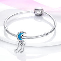 Colgante De Gato Luna Estrella En Plata Para Mujer Pendiente De Earphone Dangle Joyería De Moda DIY Regalo Bangle Bracelet Fit - details 133