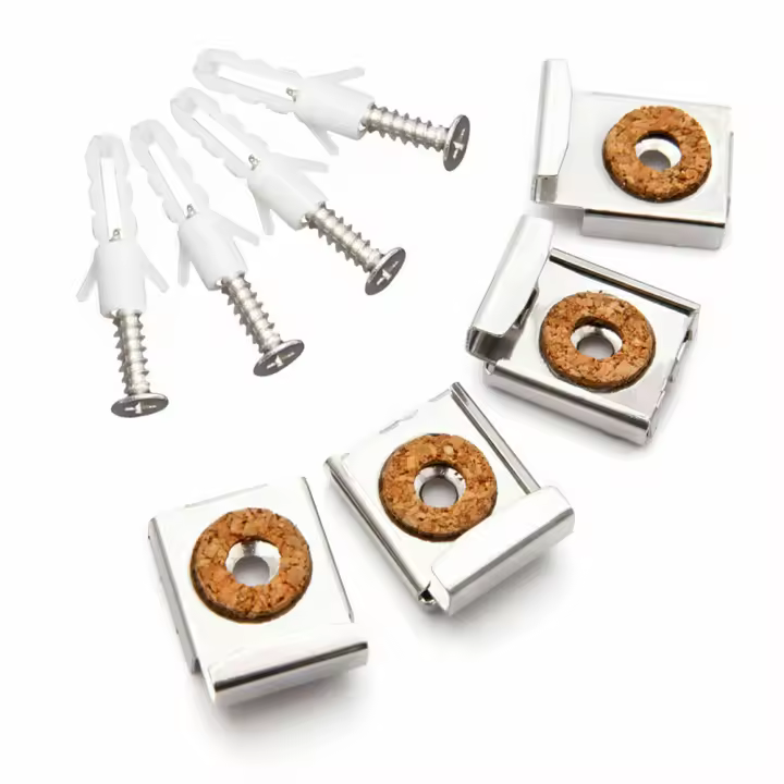 Kit De Instalación Para Espejos De Cocina Y Sala De Estar 4pcs Clip De Montaje De Acero Inoxidable Para Ventanas Y Puertas Sin Marco - 1