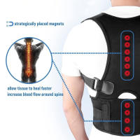 Corrector De Postura Con Terapia Magnética Soporte De Hombros Y Cinturón Lumbar Ajustable Para Hombres Y Mujeres Corrección De Espalda Y Omoplatos - details 3