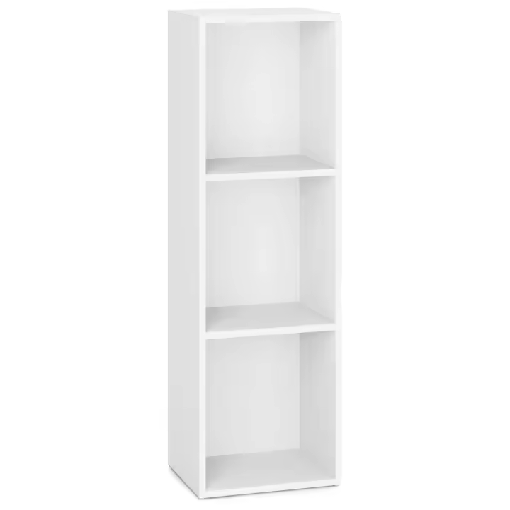 VASAGLE Librería, Estantería de 3 Niveles, Compartimentos Abiertos, 24 x 30 x 94,8 cm, para Sala de Estar, Estudio, Dormitorio, Blanco Nube - 1