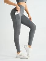 Leggings De Cintura Alta Para Mujer Con Bolsillos Yoga Fitness Running Sportswear De Color Sólido Estilo Elegante Y Cómodo - details 19