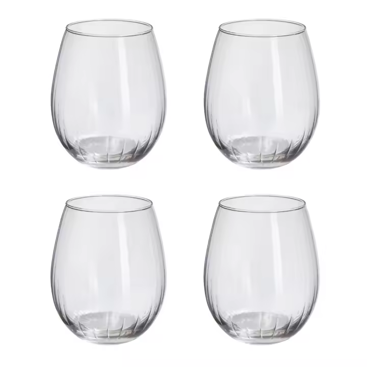 Juego de 4 Vasos de Vidrio de 420ml con diseño de rayas Ø6x10,5cm - 1
