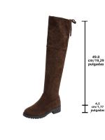 Botas De Invierno Para Mujer Marrón Hasta La Rodilla Cómodas Con Cordones Tacones Altos Y Suela De Goma Botas De Cuero Sintético Con Punta Redonda - details 7