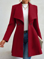 Abrigo De Lana Vintage De Corte Slim Para Mujer Estilo Coreano Doble Filo Otoño Invierno Abrigo Casual De Elegancia Completo - details 11