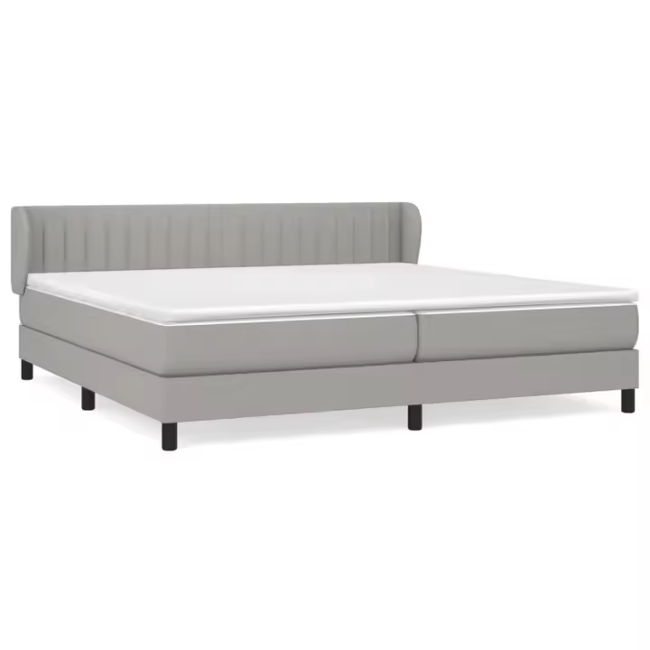 vidaXL Cama box spring con colchón tela gris claro 200x200 cm - 1