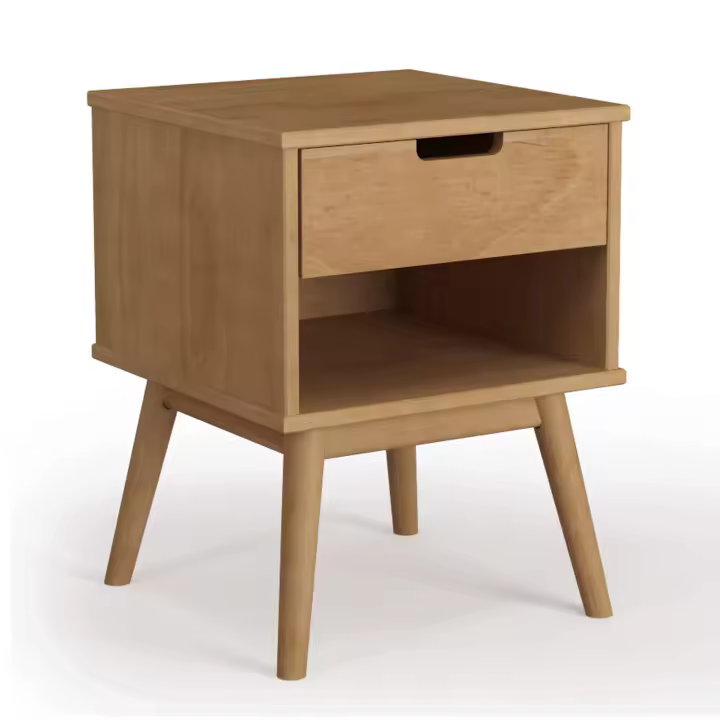 VS Venta-Stock Mesita de Noche Bali 1C de Madera de Pino Macizo con Cajón y Guía Metálica - 1