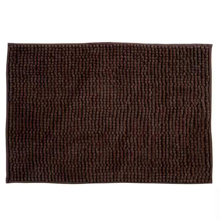 Alfombra de baño MSV "Chenille" de microfibra en color chocolate 40 x 60 cm - 1