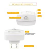 Lámpara Nocturna LED Con Sensor De Movimiento EU Plug 220V Para Casa Aisle WC Pasillo Escalera Cocina Dormitorio Luz Nocturna - details 2