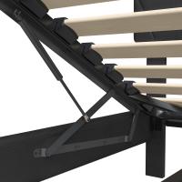 Cama tapizada 160x200 cm de PU negro con LED RGB, cabecero con estantes y puertos USB/Type-C, somier de láminas, almacenaje abatible, efecto flotante, sin colchón - details 4