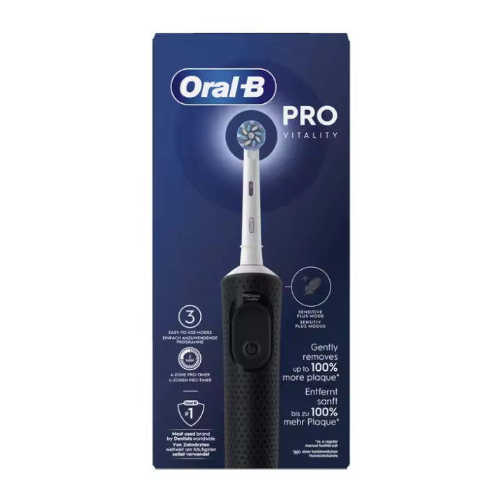 Cepillo Dental Eléctrico Oral B Vitality Pro Negro - Elimina Hasta un 100% Más de Placa Bacteriana - 1