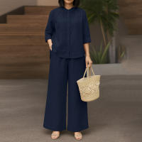 Conjunto De Traje Elegante Para Mujer ZANZEA Otoño 2 Piezas Camisa De Manga Larga Y Pantalones Regular Para Trabajo Y Casual - details 4