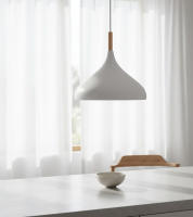 BEL AIR HOME - Lámpara colgante BAVIERA de metal y madera, altura ajustable para salón, comedor o rincón de lectura, diámetro 30 cm, compatible con bombilla E27 (no incluida) - details 2