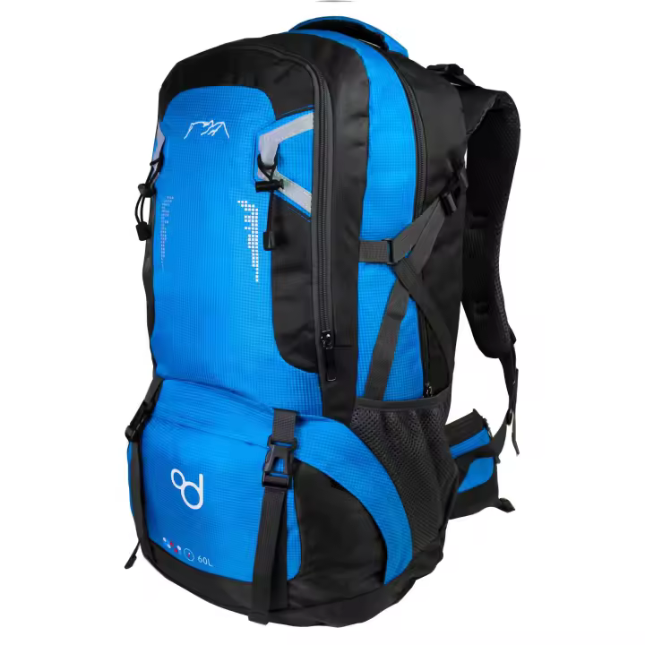 Ociodual OcioDual Mochila Senderismo 60 Litros, Mochila Trekking, Montaña y Camino de Santiago, Multifuncional, Ligera, Mochilas Hombre para Camping, Acampada, Marcha Nórdica, Supervivencia, Azul - 1