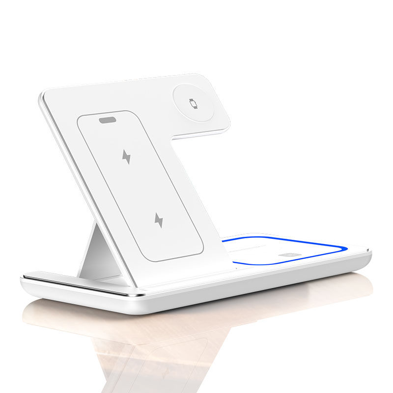 Cargador Inalámbrico Rápido 30W LED Estación De Carga 3 En 1 Plegable Para iPhone 15 14 13 12 11 Apple Watch 9 8 7 6 5 Airpods pro Con Indicador De Carga Y Luz LED