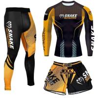 Conjunto De 3 Piezas De Lucha Bruta Jiu Jitsu MMA Camiseta + Pantalones Muay Thai Boxeo Shorts Deportivos Para Entrenamiento - details 15