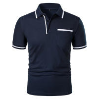 Camisa Polo Para Hombre De Manga Corta Color Sólido Casual Verano Transpirable Suelta Con Bolsillos Top Basic Splice Trendy - details 10