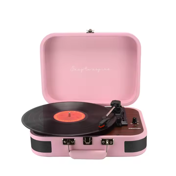 Tocadiscos Bluetooth VC600, Reproductor por Bluetooth y USB, Digitalización de vinilos, 2 Altavoces Incorporados, Diseño de Maleta Vintage | PRIXTON - 1