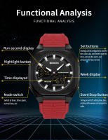 Reloj Deportivo Para Hombre SANDA Impermeable Con Pantalla Dual Luz Luminosa Militar Cuarzo Reloj Digital De Lujo Con Calendario Completo Resistente Al Choque - details 15