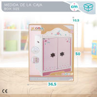 WOOMAX - Armario para ropa de muñecas, color blanco y rosa, armario de madera para muñecas, mide 34x23x55 cm, incluye perchas de juguete, puertas con cierre magnético, juego simbólico, juguetes infantiles, juegos para niños de 3 años, - details 5
