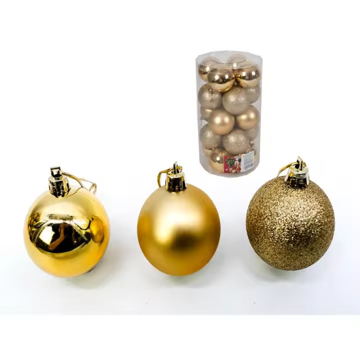 Gerimport Set 20 bolas de Navidad 8cm color dorado - 1