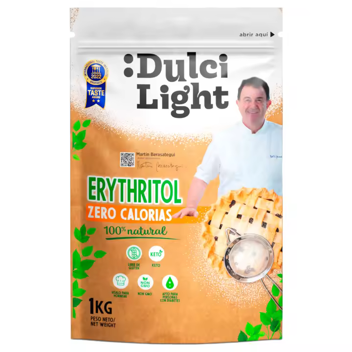 Dulcilight Eritritol 1kg Edulcorante Natural Zero Calorías, 70% Dulzor del Azúcar, Sin Gluten Ni GMO, Ideal para Dieta Keto, Vegano y sin Regusto Amargo - 1
