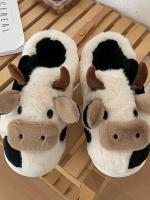 Nuevos Pantuflas De Peluche Cálidas Para El Invierno Con Dibujos De Vaca Neutra Para Parejas Antideslizantes Para El Hogar Para Hombres Y Mujeres Pantuflas De Algodón Con Plataforma - details 5
