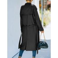Abrigo De Trench Largo Para Mujer Con Doble Botón Y Cinturón Estilo Clásico Manga Larga Impermeable Con Bolsillos Cierre Único - details 6