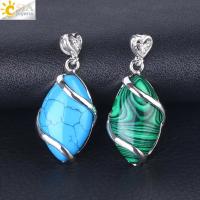 Colgante Clásico En Forma De Ojo De Caballo CSJA Con Piedras Naturales Pendiente De Plata Para Collares Unisex Joyería Moda - details 18