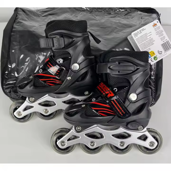 Patines infantiles en línea Ryder , Negro y rojo. Talla 31-34 (7148). Patines de aprendizaje. Tallas ajustables. Tobillera acolchada. De acuerdo a la normativa CE. +5 años - 1