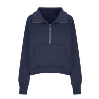 Nueva Sudadera De Mujer Con Capucha Cuello Erguido Otoño Invierno Color Sólido Fleece Manga Larga Bolsillos Cierre Media Pullover Suave - details 36
